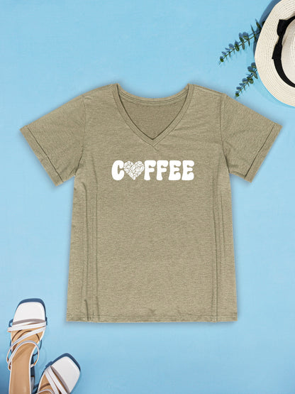 COFFEE V-Neck Short Sleeve T-Shirt