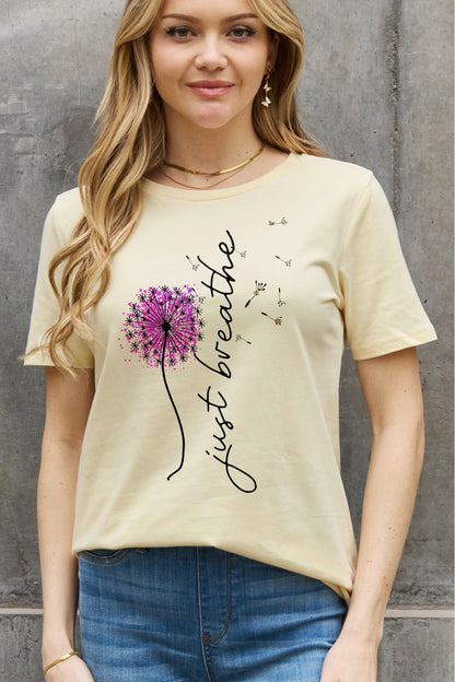 Simply Love Full Size JUST BREATHE Graphic Cotton Tee