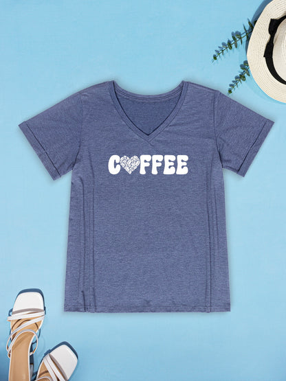 COFFEE V-Neck Short Sleeve T-Shirt