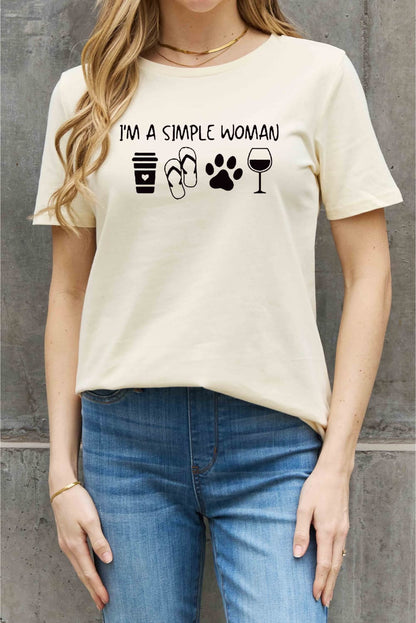 Simply Love Full Size I'M A  SIMPLE WOMAN Graphic Cotton Tee