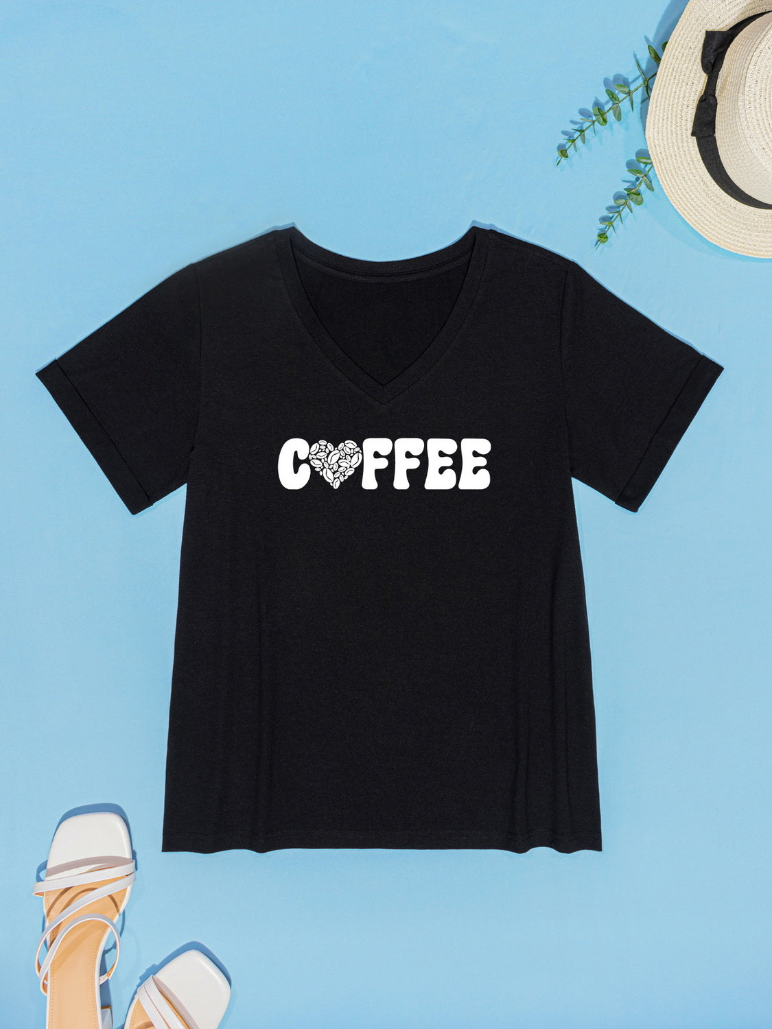 COFFEE V-Neck Short Sleeve T-Shirt