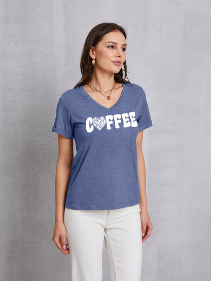 COFFEE V-Neck Short Sleeve T-Shirt